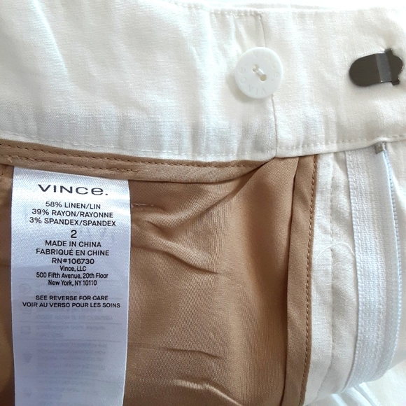 Vince Tapered Cropped Pants linen Blend In Off White Size 2. - Picture 9 of 14